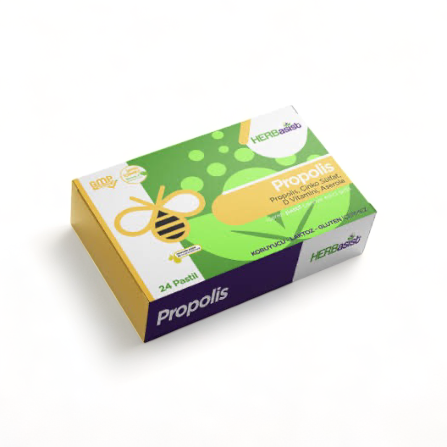 HERBasist Propolis Çinko İçerikli Takviye Edici Gıda Pastil 24 Adet Pastil