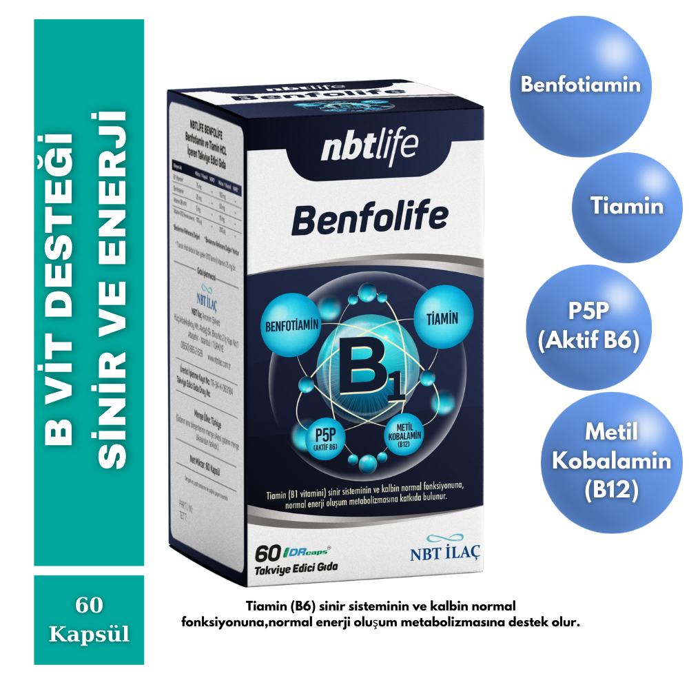 nbtlife Benfolife B1 B12 Tiamin 60 Kapsül